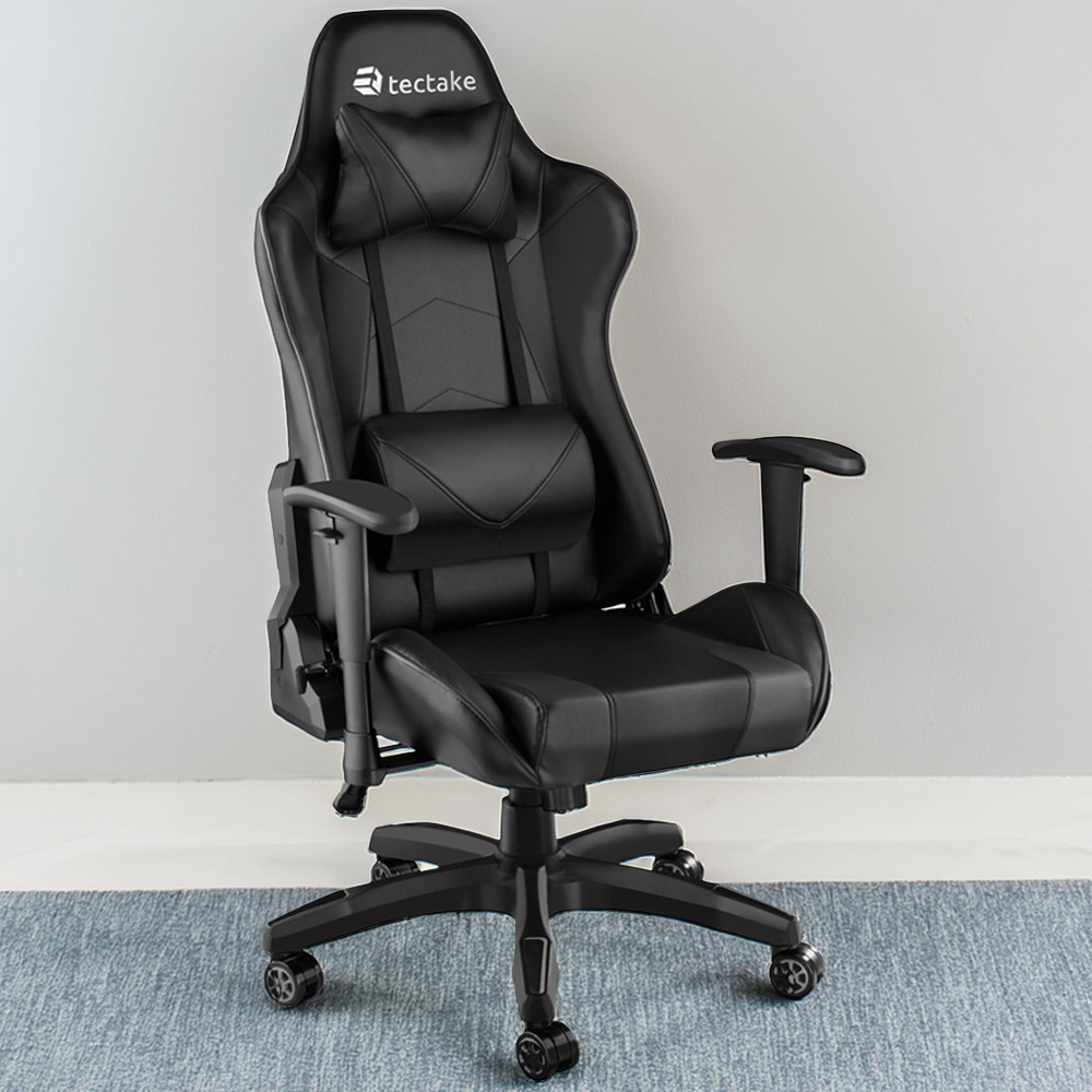 tectake Stealth Black Gaming Chair Image 1