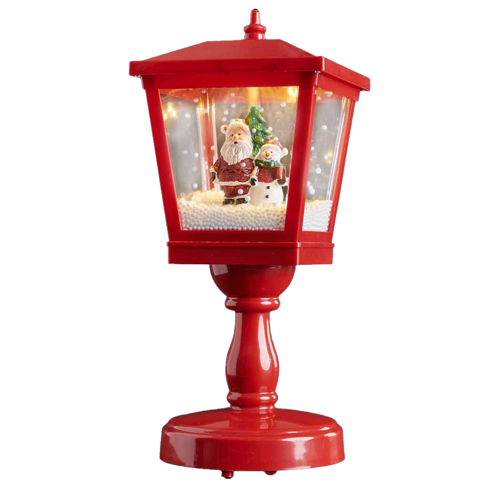 Wilko Battery Operated Red Musical Snowing Lantern with Santa Image 4