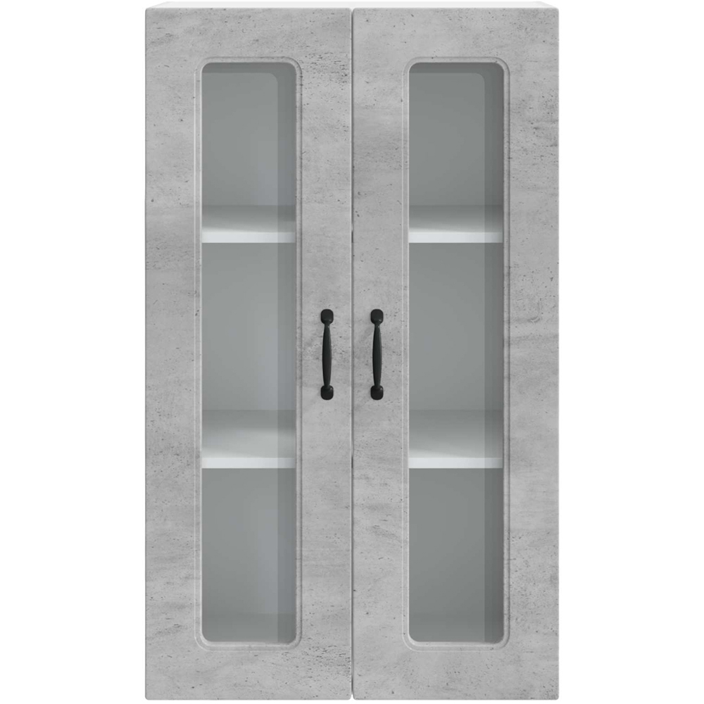 vidaXL 2 Glass Door Concrete Grey Kitchen Wall Cabinet Image 4