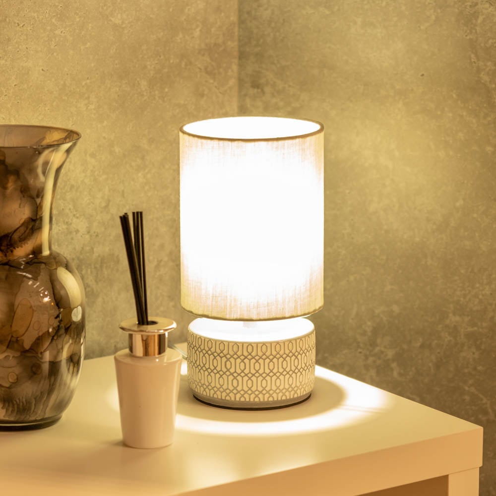 ValueLights Kaia Grey Shade Ceramic LED Table Lamp 2 Pack Image 3