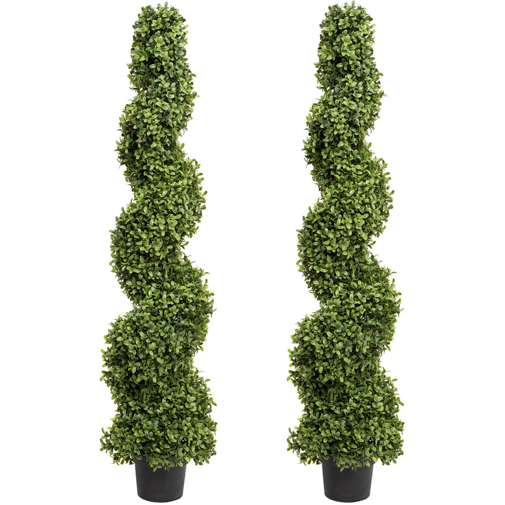 GreenBrokers Artificial Spiral Boxwood Topiary Tree 120cm 2 Pack Image 1