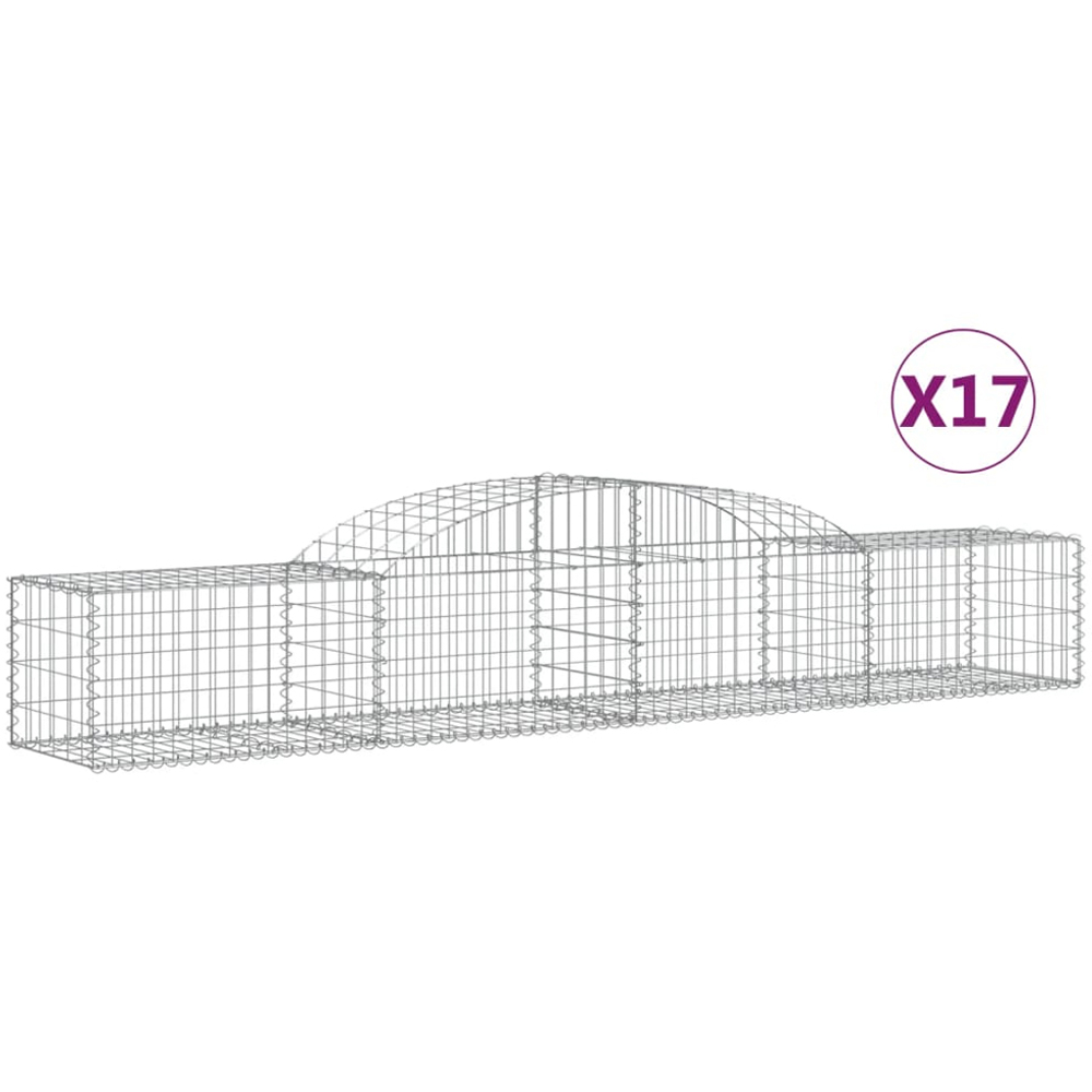 vidaXL Silver Galvanised Iron Arched Gabion Basket 300 x 50 x 40/60cm 17 Pack Image 2