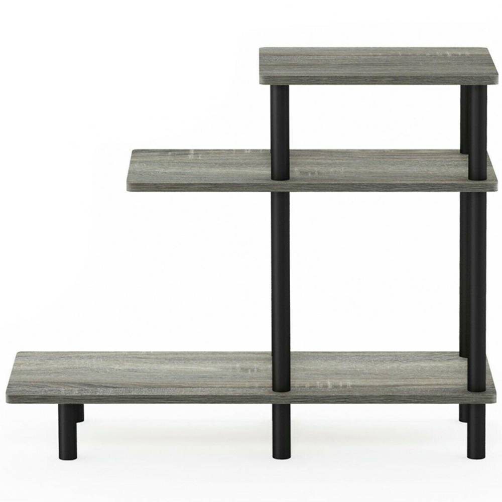 Walplus 2 Shelf French Oak Grey and Black Turn-N-Tube Side Table Image 3