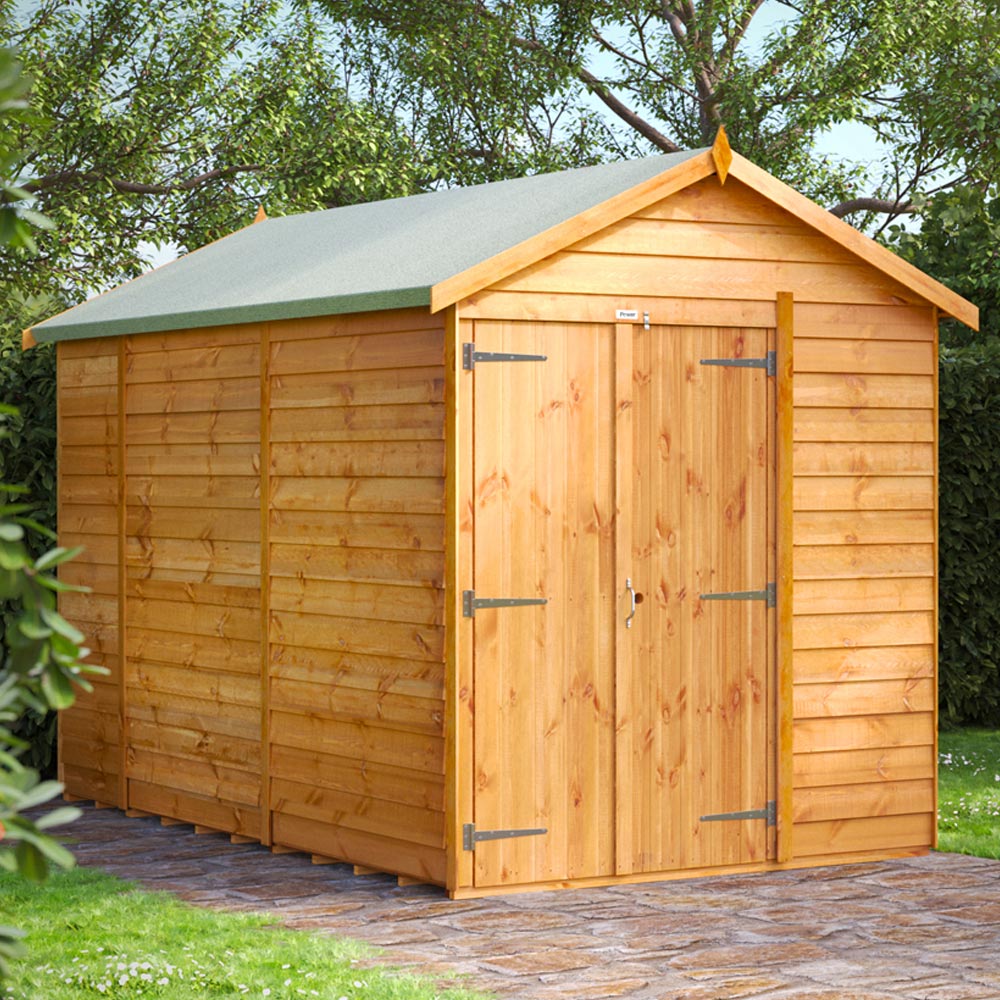 Power Sheds 10 x 6ft Double Door Overlap Apex Wooden Shed Image 2