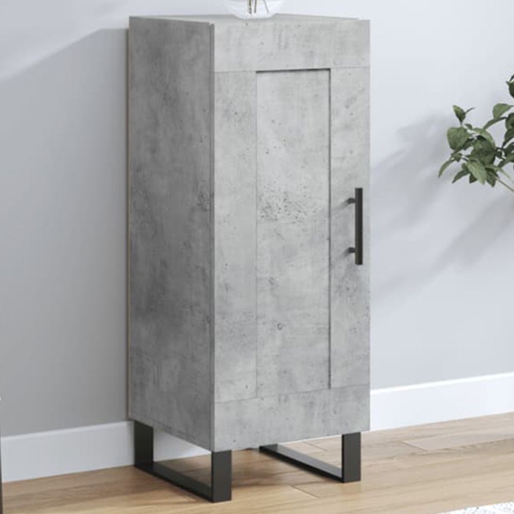 vidaXL Single Door Concrete Grey Wooden Sideboard Image 1