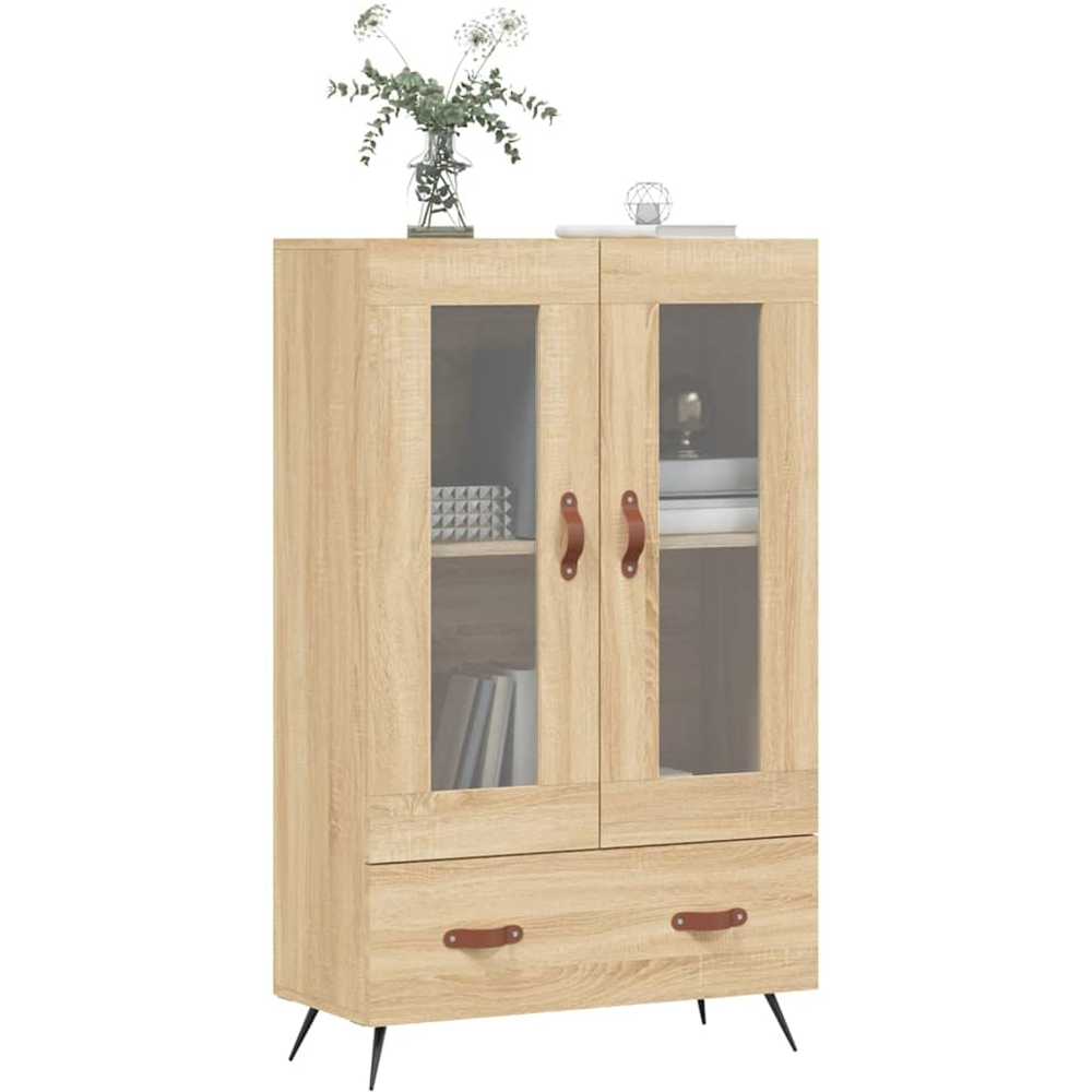 vidaXL 2 Glass Door Single Drawer Sonoma Oak Highboard Image 3
