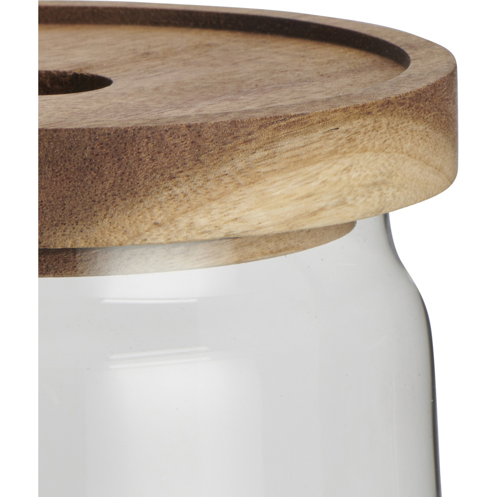 Wilko 1260ml Acacia Wood Lid Glass Jar Image 3