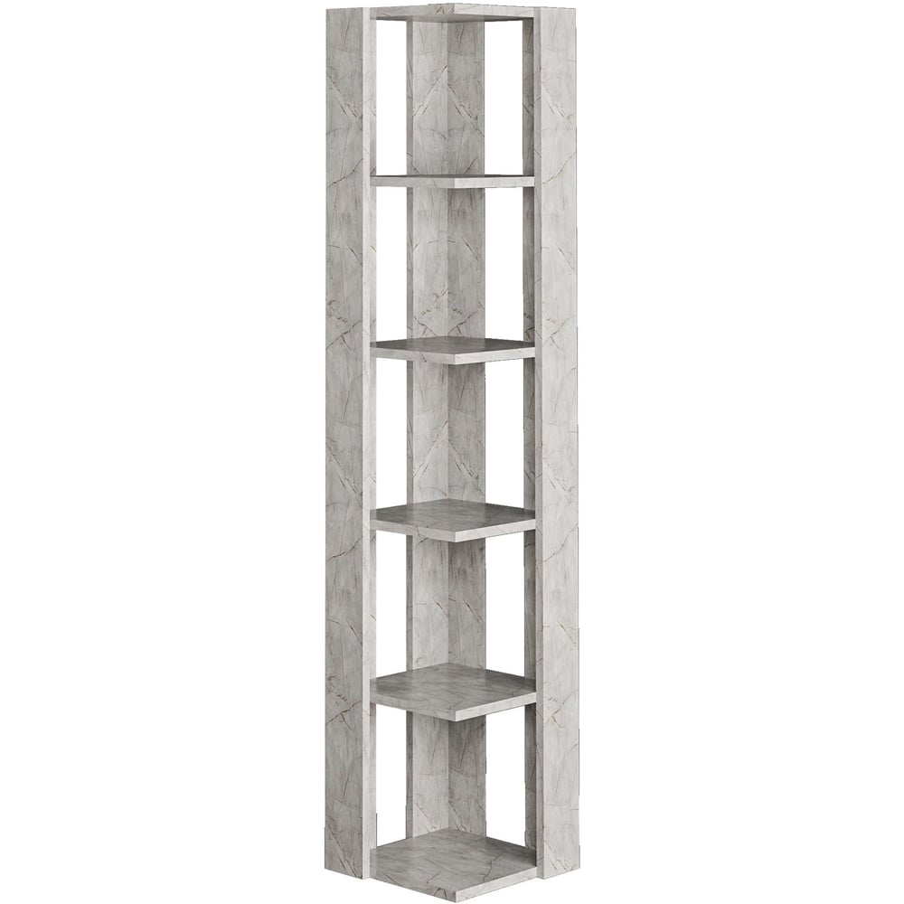 Decortie Nati Gold and Marble Effect 5 Tier Tall Corner Bookcase Display Unit Image 2