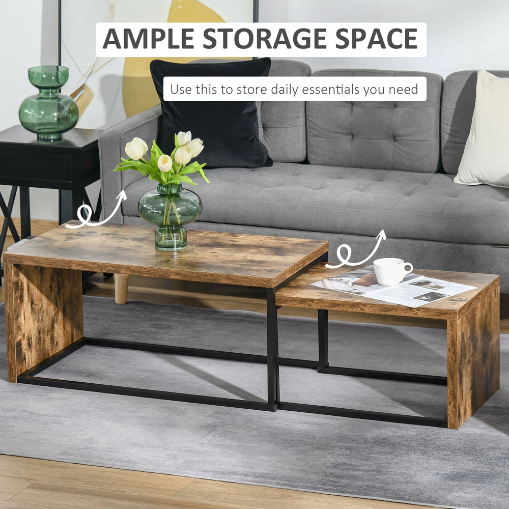 Portland Industrial Brown Nest of Coffee Tables Set of 2 Image 5