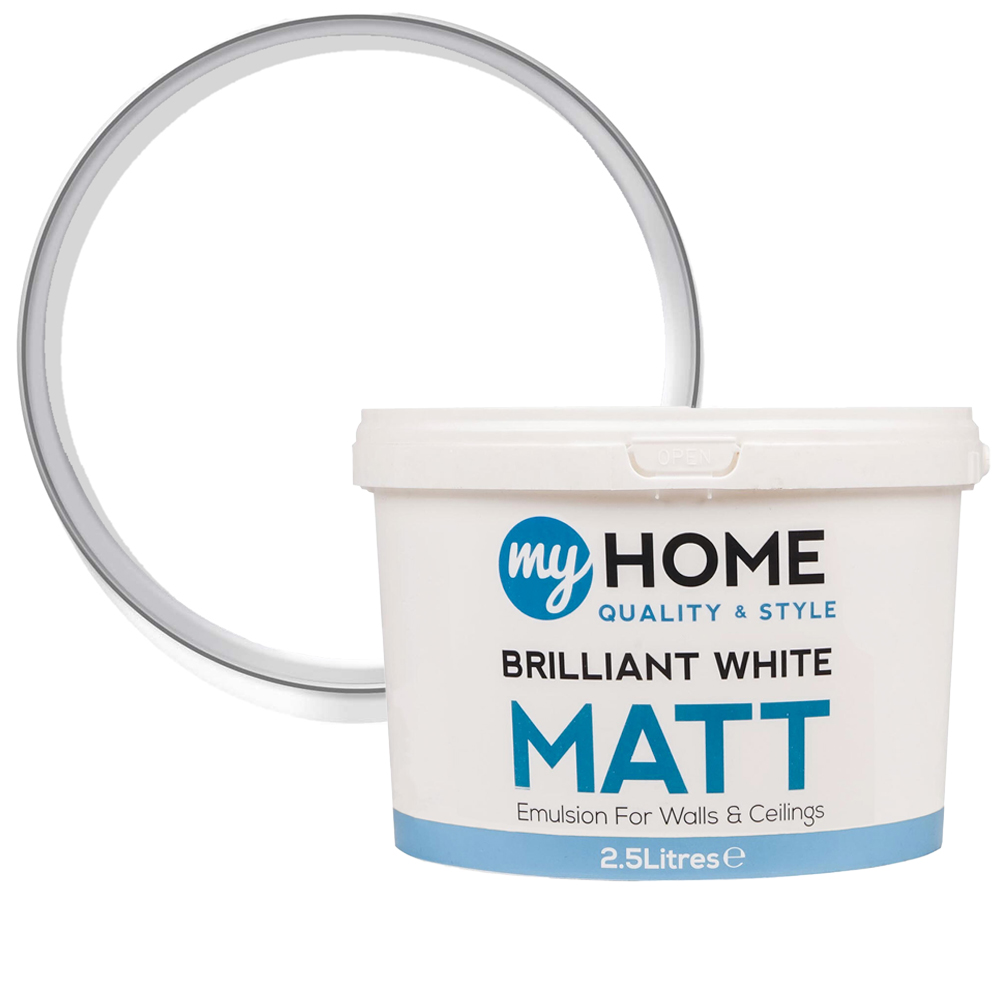 My Home Walls & Ceilings Brilliant White Matt Emulsion Paint 2.5L Image 1