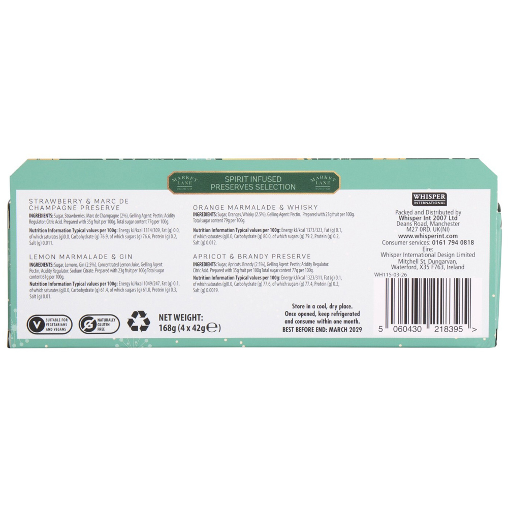 Pack of 4 Market Lane Spirit Infused Jams Image 3