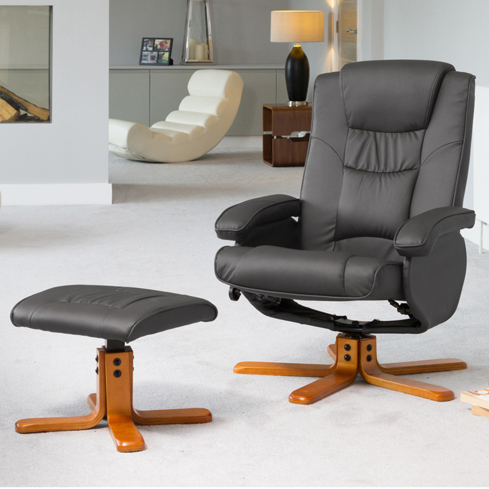 Artemis Home Severn Grey Massage and Heat Swivel Recliner Chair with Footstool Image 1