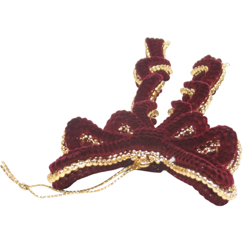 Burgundy and Gold Hanging Bow Decoration Image 4