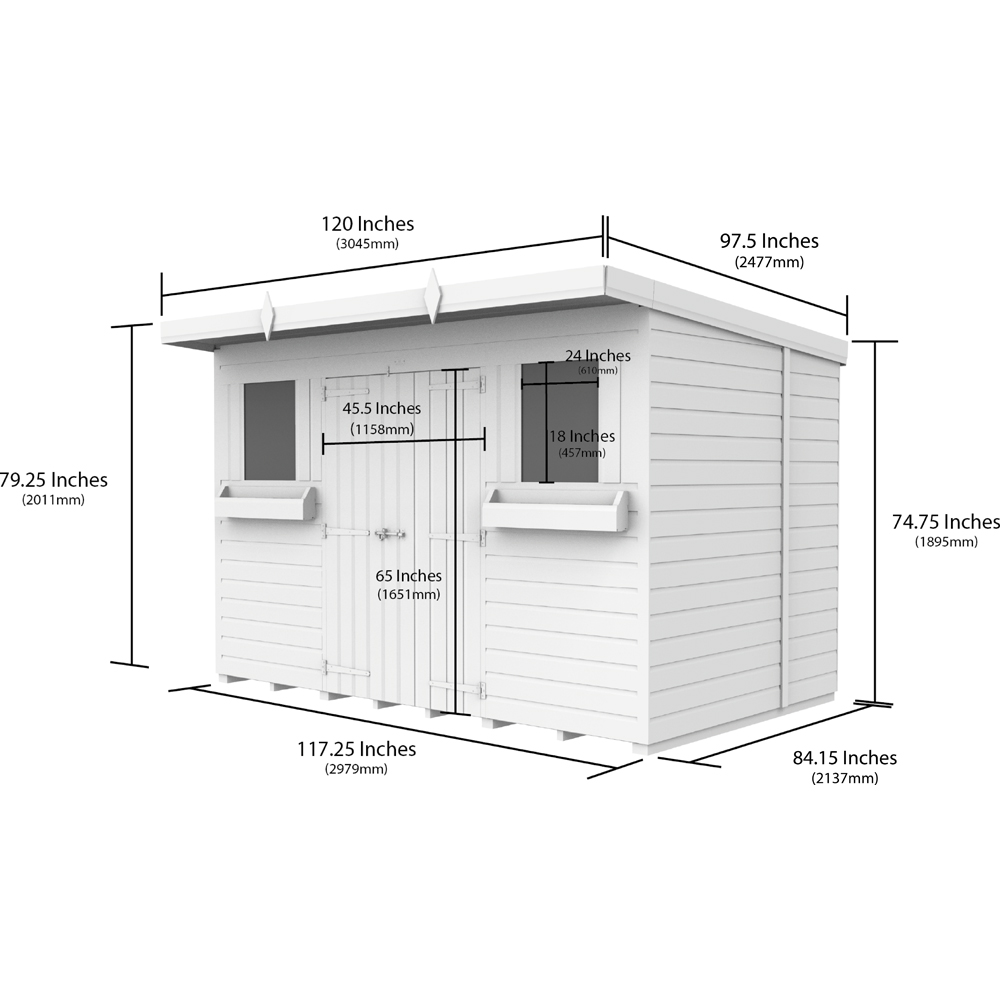 DIY Sheds 10 x 7ft Tongue and Groove Timber Pent Summer Garden Shed Image 8