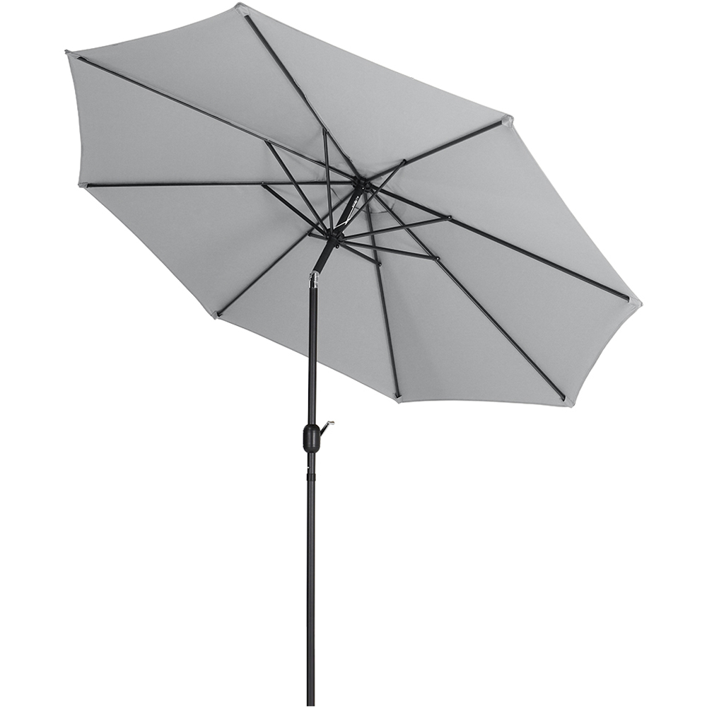 Living and Home Light Grey Crank and Tilt Parasol with Foldable Base 3m Image 1
