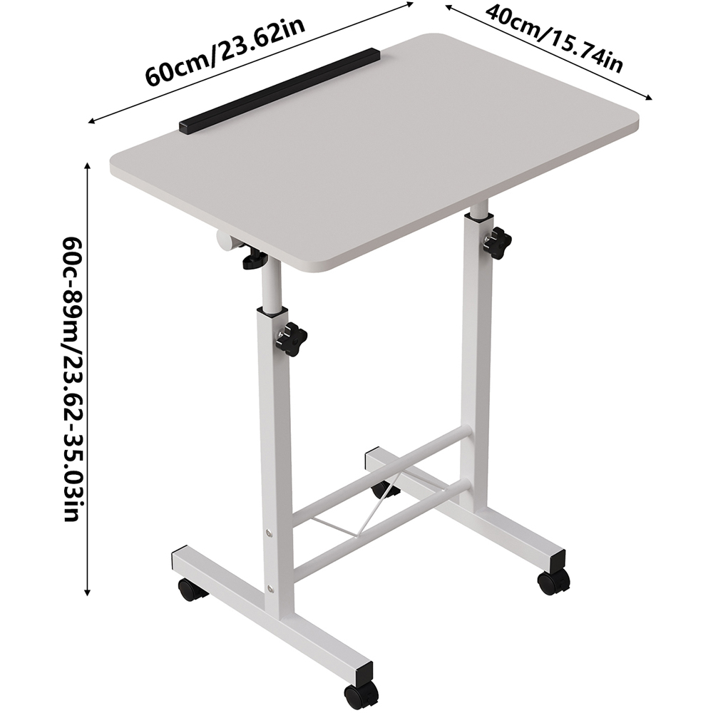 Living and Home Height Adjustable Mobile Laptop Desk White Image 9