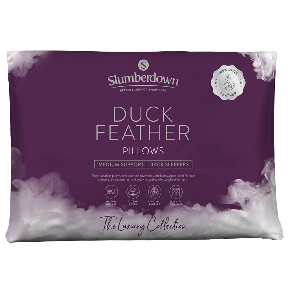 Slumberdown White Duck Feather Pillows 2 Pack Image 1