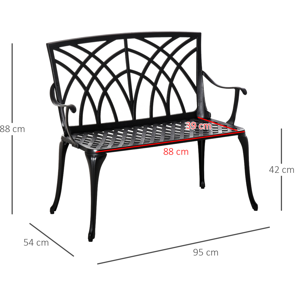 Outsunny 2 Seater Black Decorative Aluminium Loveseat Bench Image 8