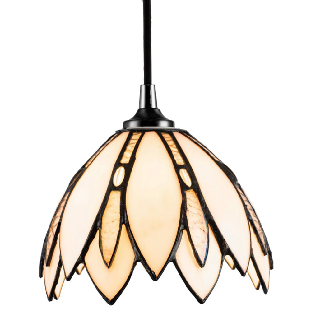 Happy Homewares White Stained Floral Petal Glass Tiffany Pendant Lamp Shade Image 3