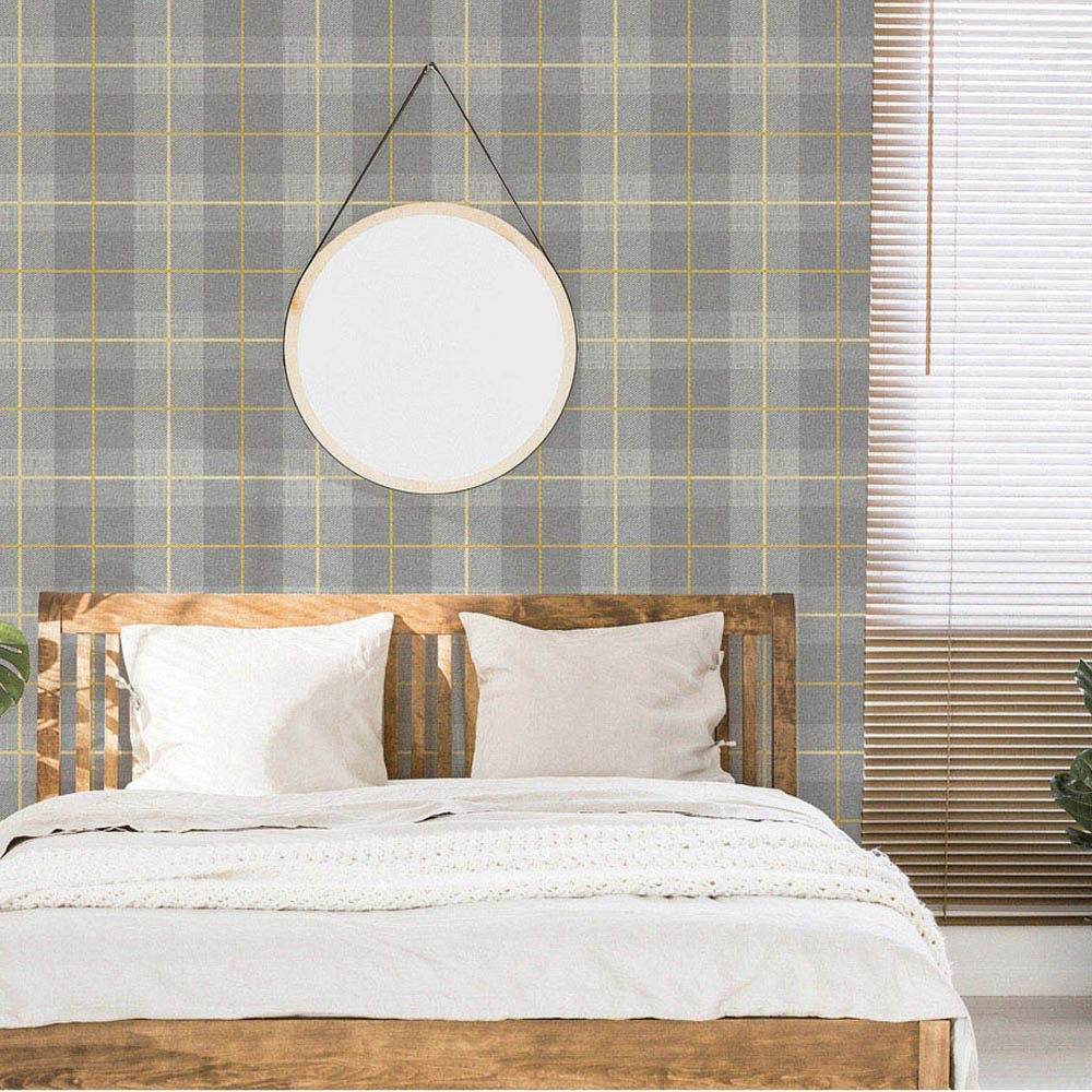 Arthouse Heritage Tartan Ochre and Grey Wallpaper Image 7