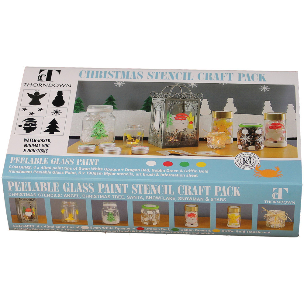Thorndown Peelable Glass Paint Christmas Stencil Craft Pack Image 2