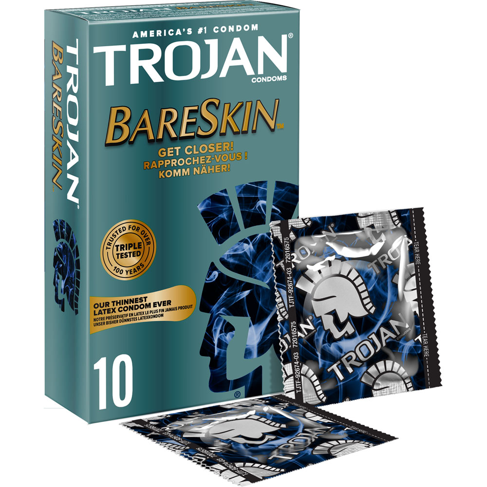 Trojan BareSkin Lubricated Condoms 10 Pack Image 1