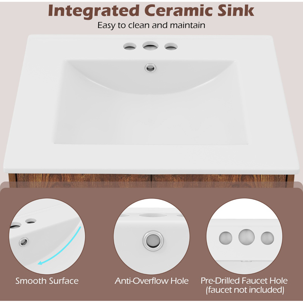 Costway Brown Vanity Unit with Basin Image 7