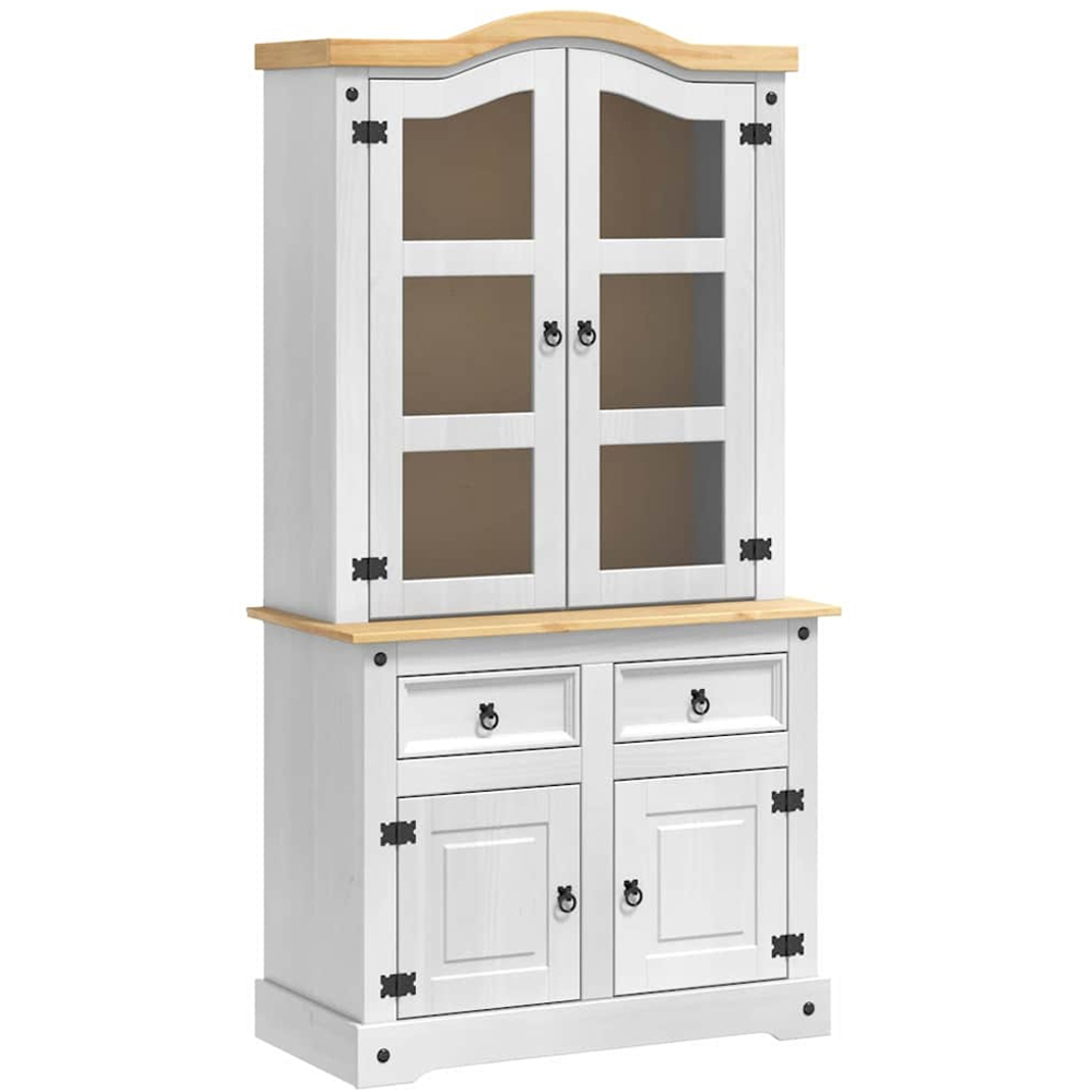 vidaXL 4 Door 2 Drawer Corona White Solid Pine Sideboard Image 2