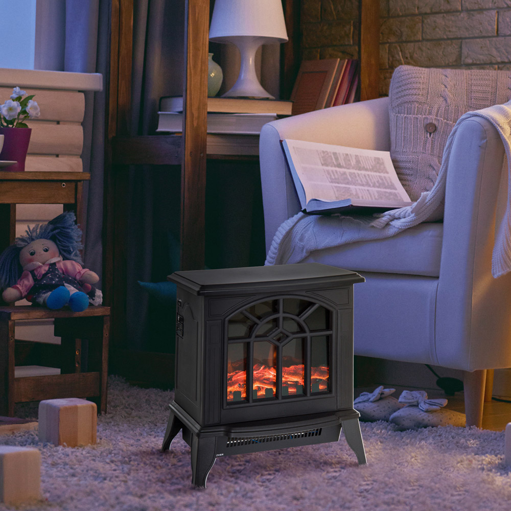 HOMCOM Ava Stove Flame Effect Fireplace Heater 1800W Image 4