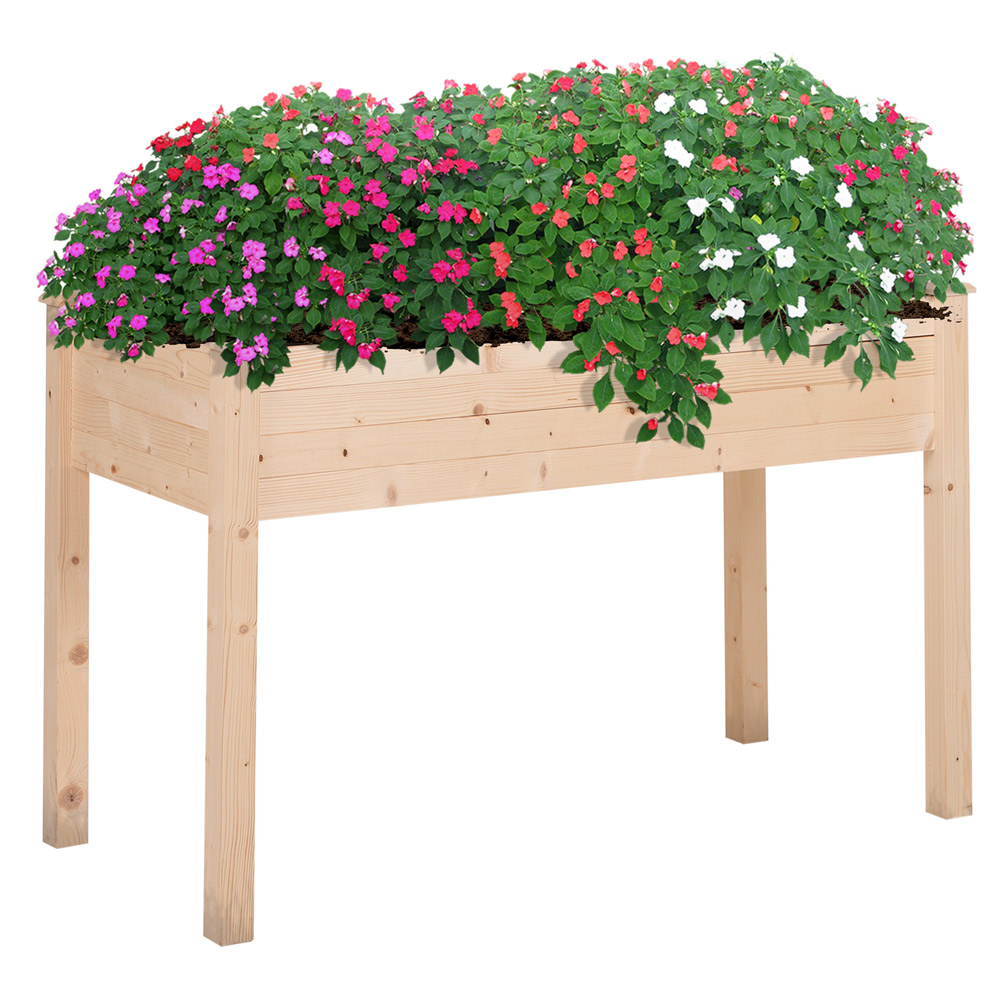 Outsunny Wooden Outdoor Raised Planter Box Image 1