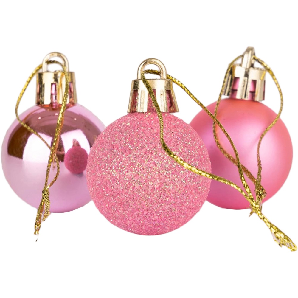 Shatchi 3cm Pink Shatterproof Christmas Bauble 24 Pack Image 2