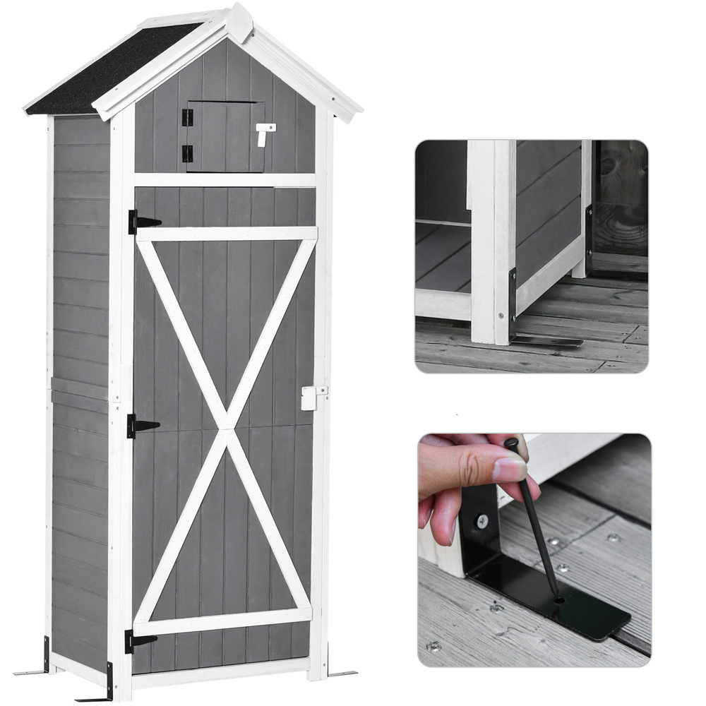 Outsunny 2 x 1.4ft Grey Wooden Tool Shed Image 6
