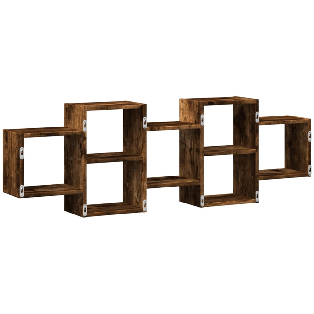 vidaXL 129 x 18 x 42cm Smoked Oak Wall Shelf Image 5