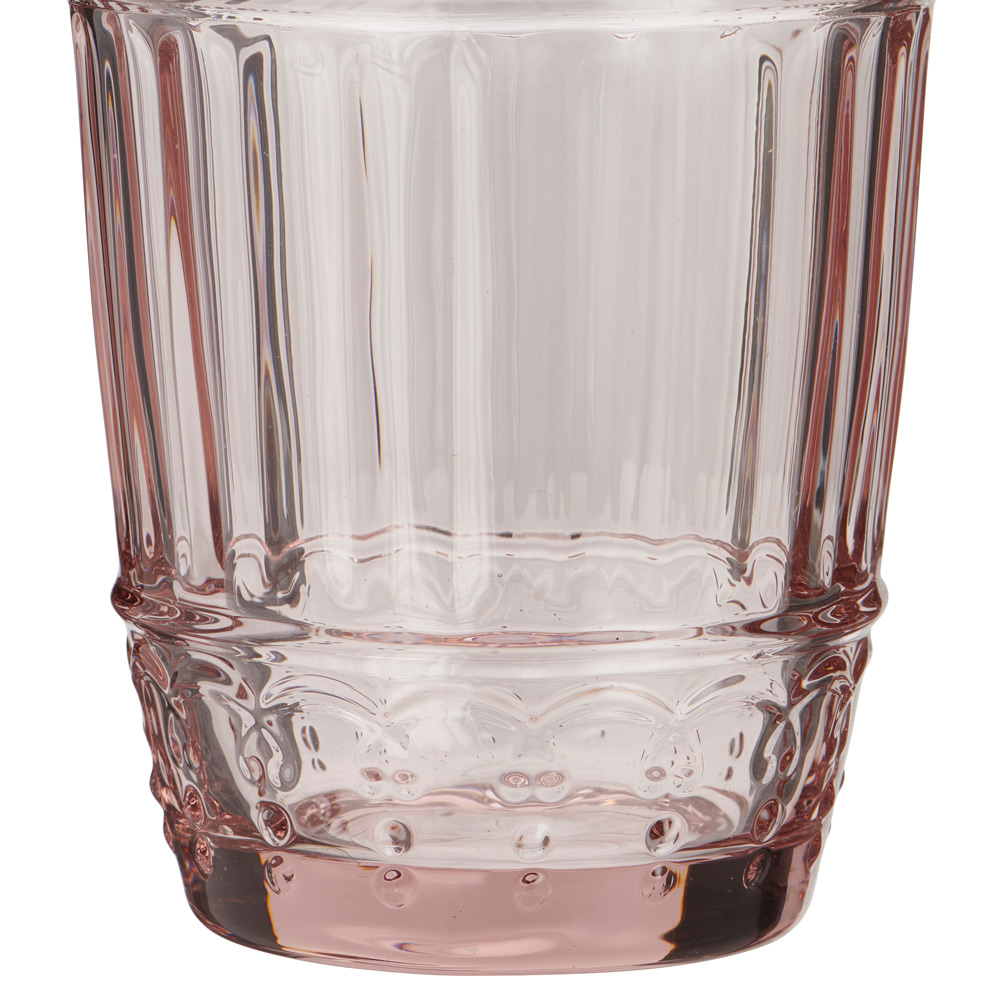 Wilko Embossed Glass Tumbler Pink Image 3