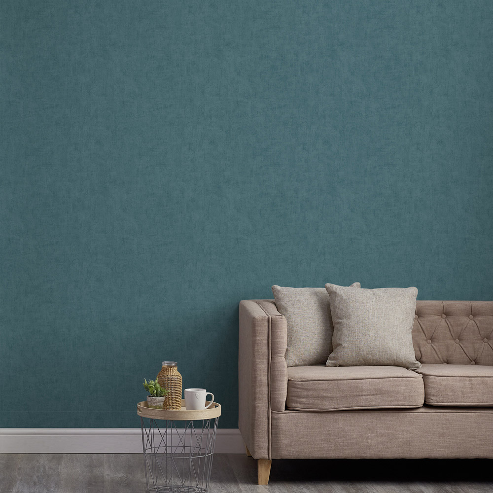 Grandeco Annabella Distressed Plaster Teal Blue Textured Wallpaper Image 3