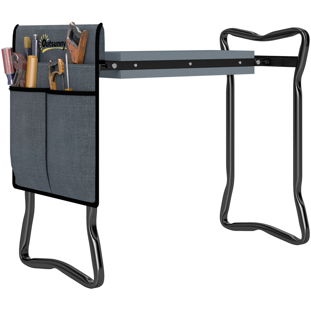 Outsunny Garden Kneeler and Foldable Seat Bench with Tool Bag Pouch Image 1