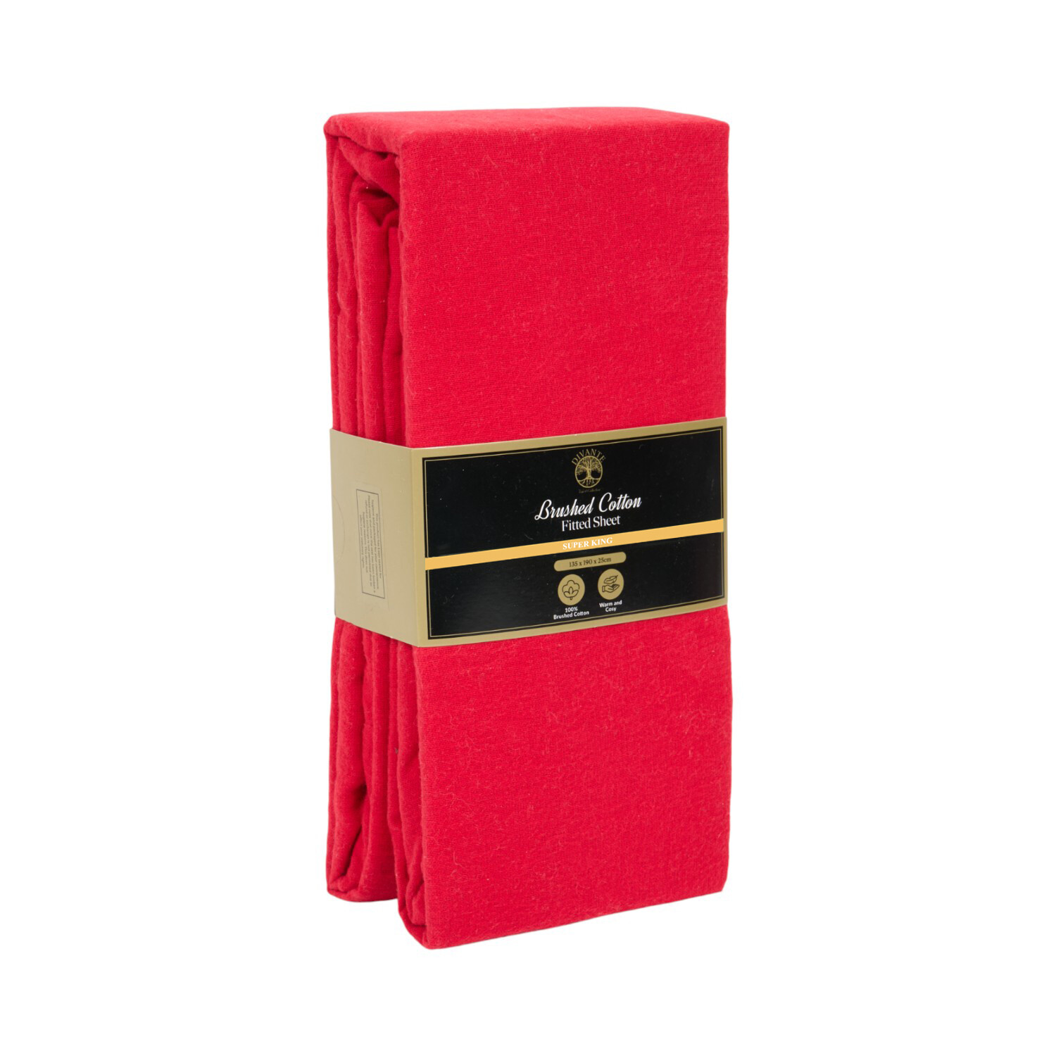 Cosy Brushed Cotton Fitted Sheet Red Superking Image 2