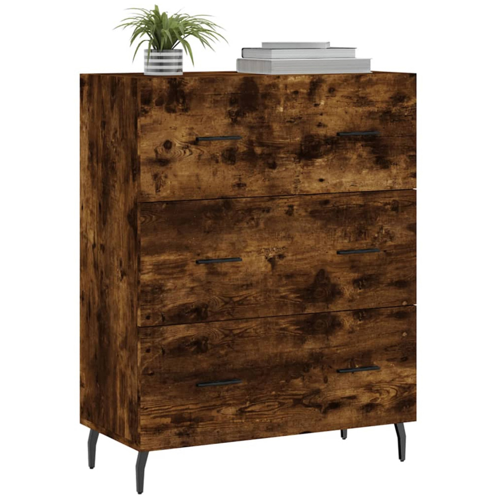 vidaXL 3 Drawer Smoked Oak Sideboard Image 3