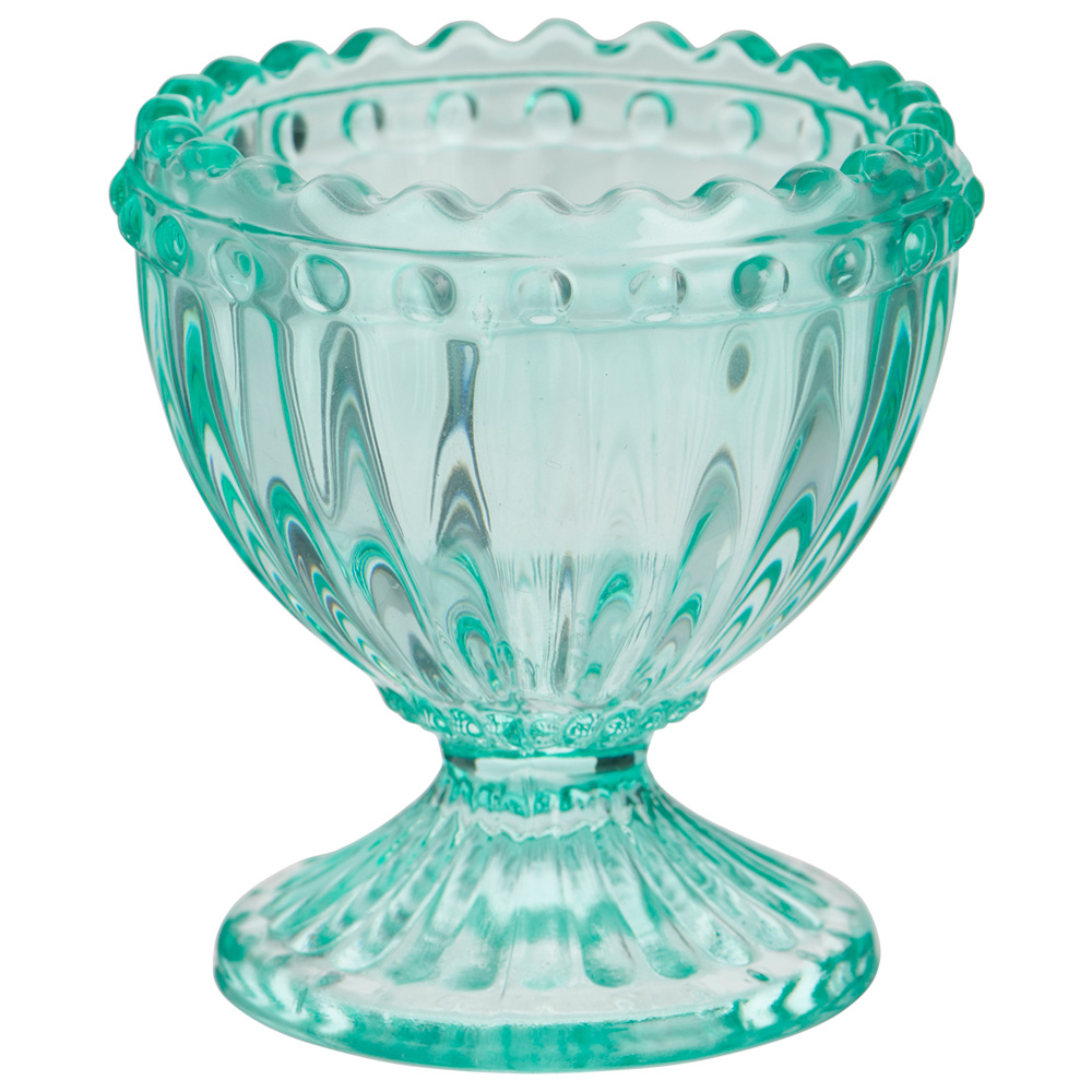Wilko Embossed Glass Egg Cup Green Image 1