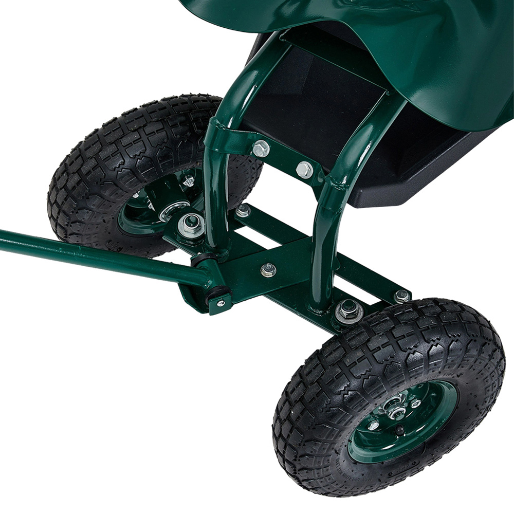 Living and Home Green Adjustable Rolling Garden Cart with Seat and Basket Image 5