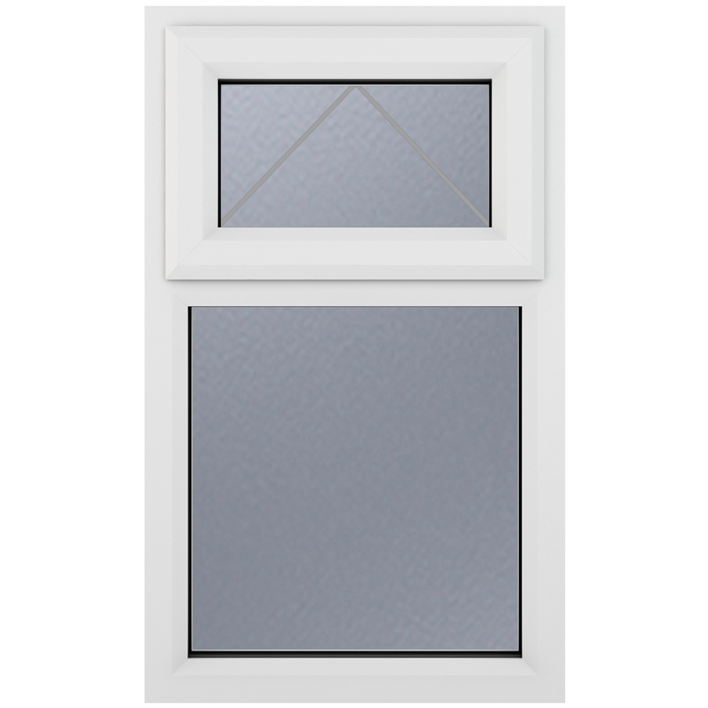Crystal uPVC Triple Glazed Window Top Hung Over Fixed Light White Obscure Glass 610x1040mm Image 2