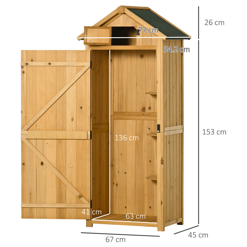 Outsunny 2.2 x 1.5ft Brown Tool Shed Image 6
