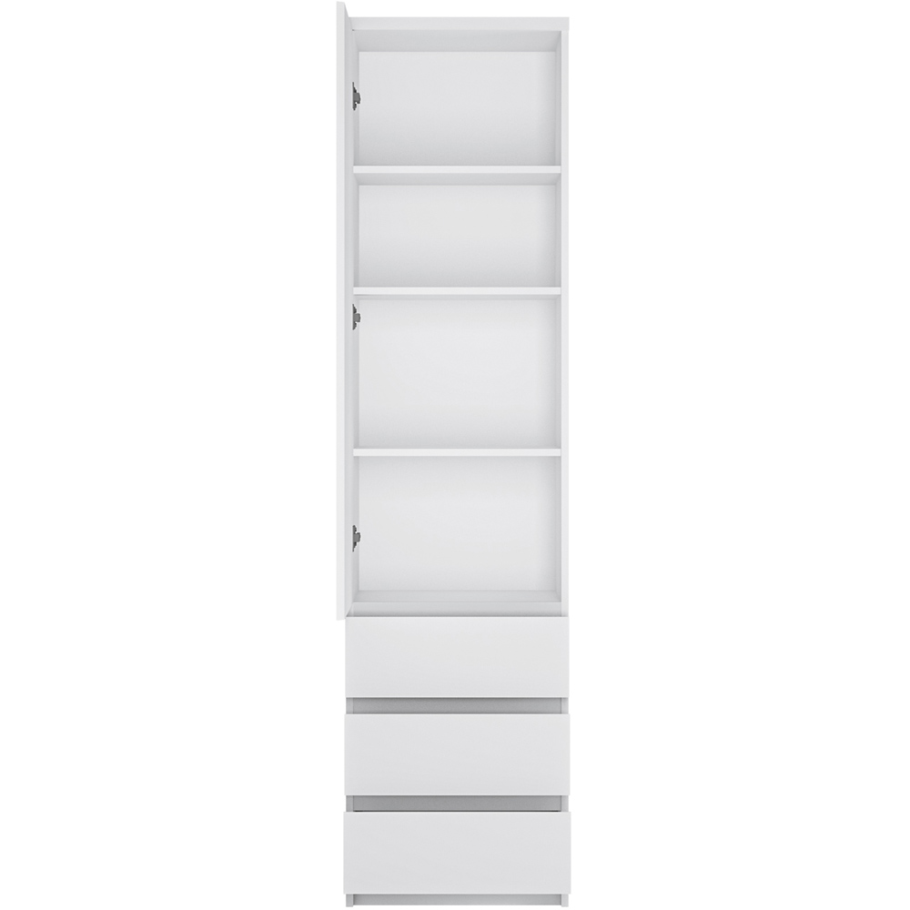 Florence Fribo Single Door 3 Drawer White Tall Narrow Wardrobe Image 3