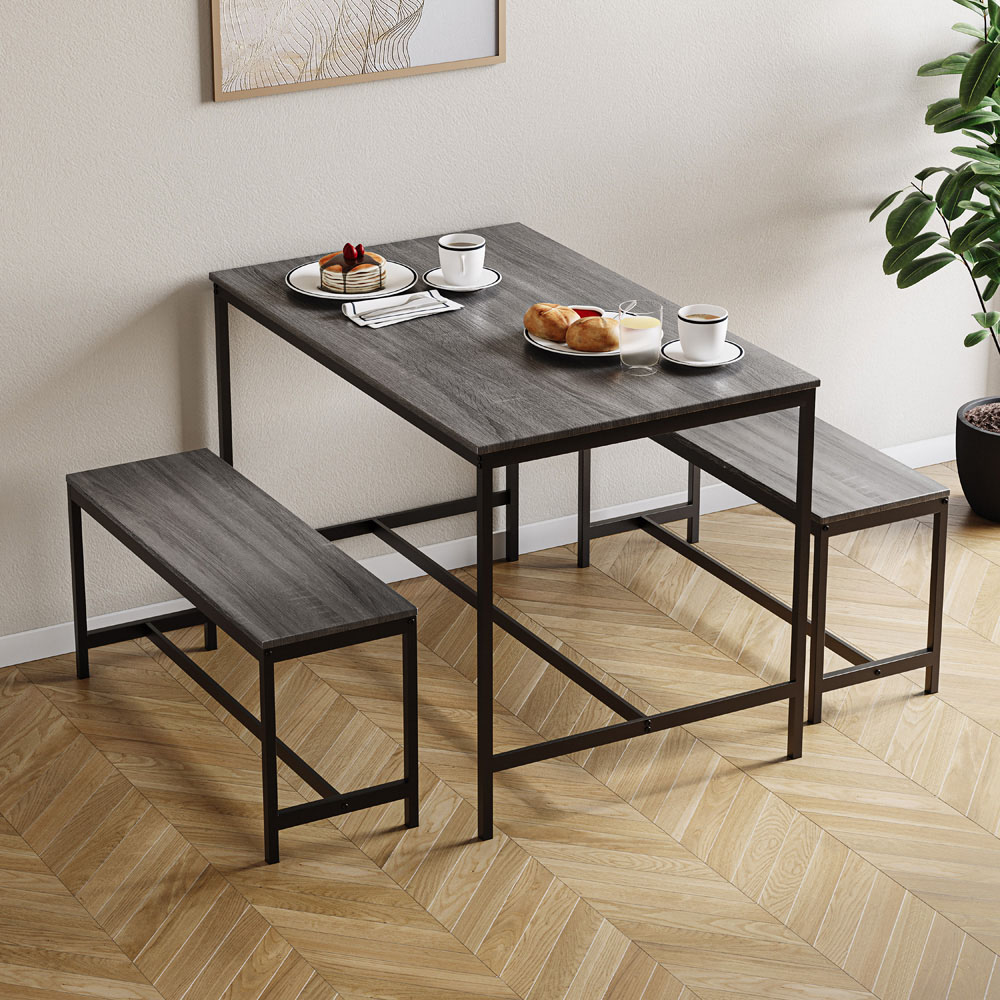 VIDA DESIGNS Roslyn 4 Seater Metal Frame Dining Bench Set Grey Image 4