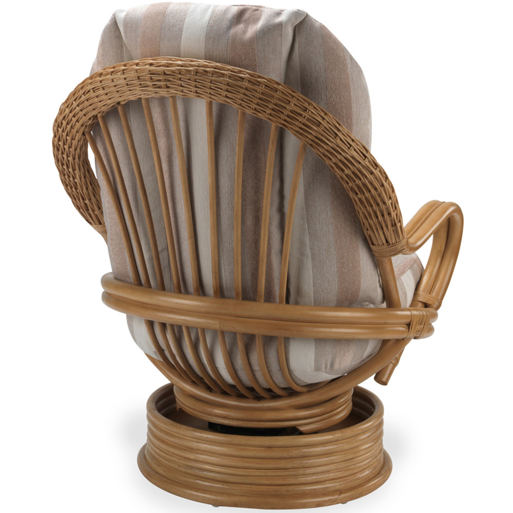 Desser Furniture Opera Light Oak Natural Rattan Duke Beige Stripe Swivel Rocking Chair Image 3