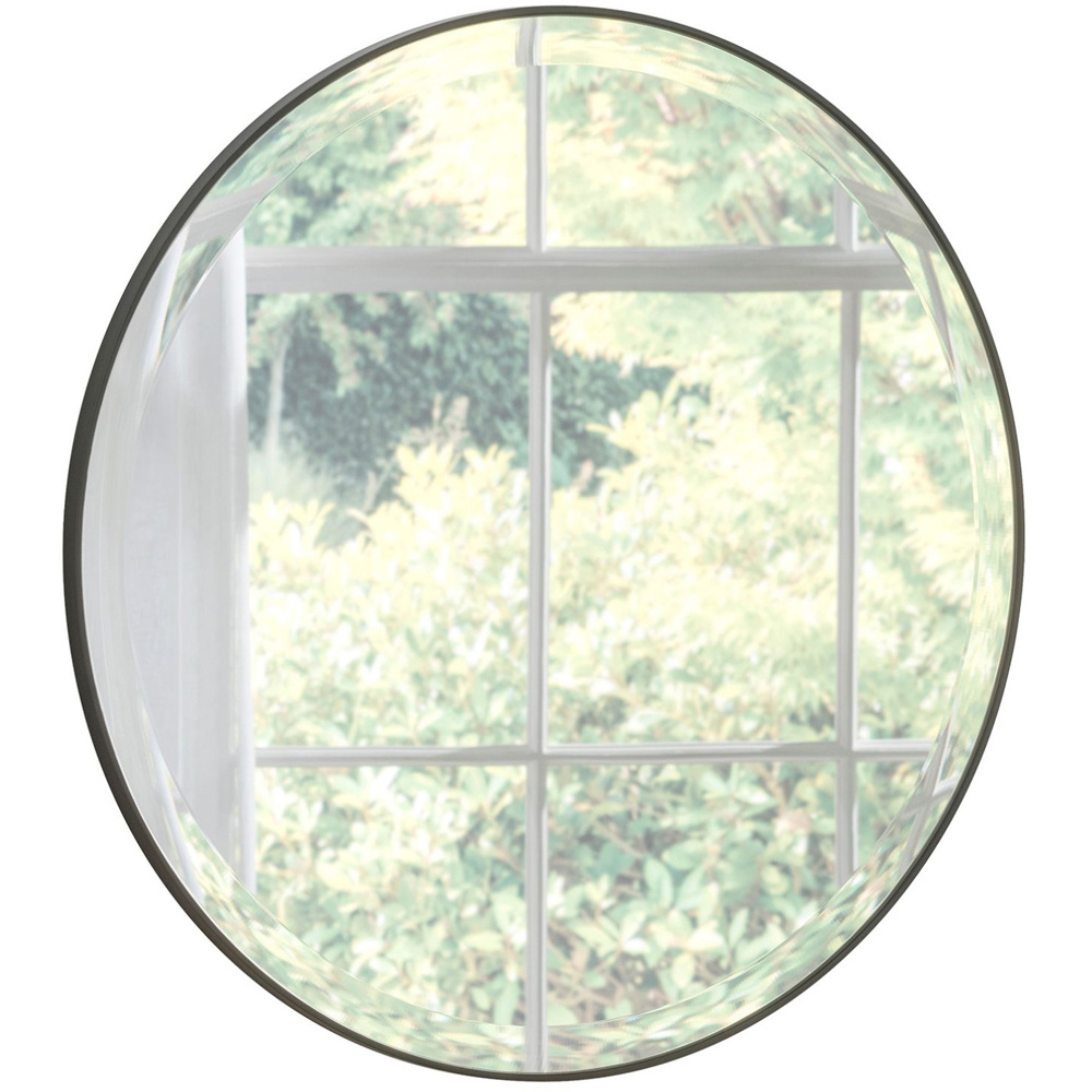 Yearn Simplicity Black Round Bevelled Wall Mirror 46cm Image 1