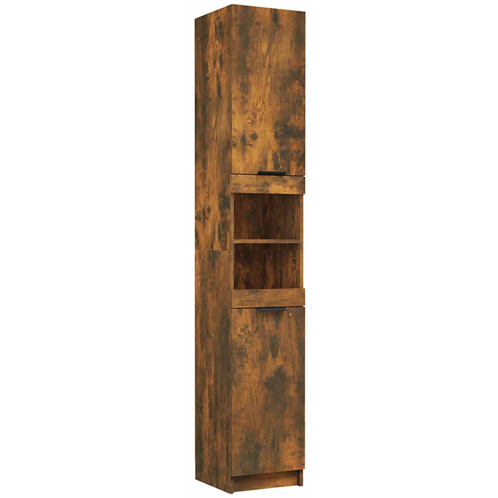vidaXL 2 Door Smoked Oak Wood Bathroom Cabinet Image 2