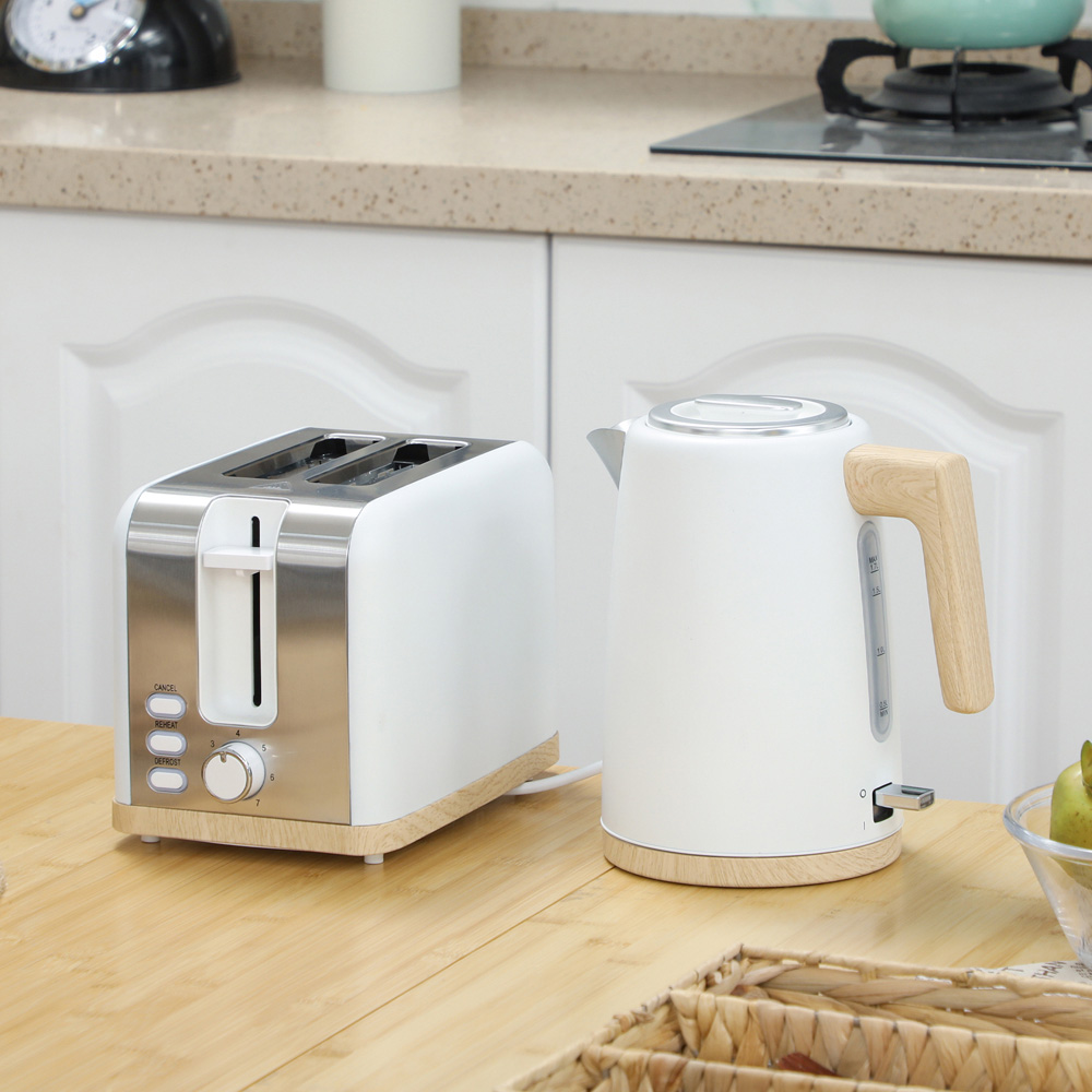 HOMCOM 800-234V70WT White 1.7L Electric Fast Boil Kettle and 2 Slice Toaster Set Image 2