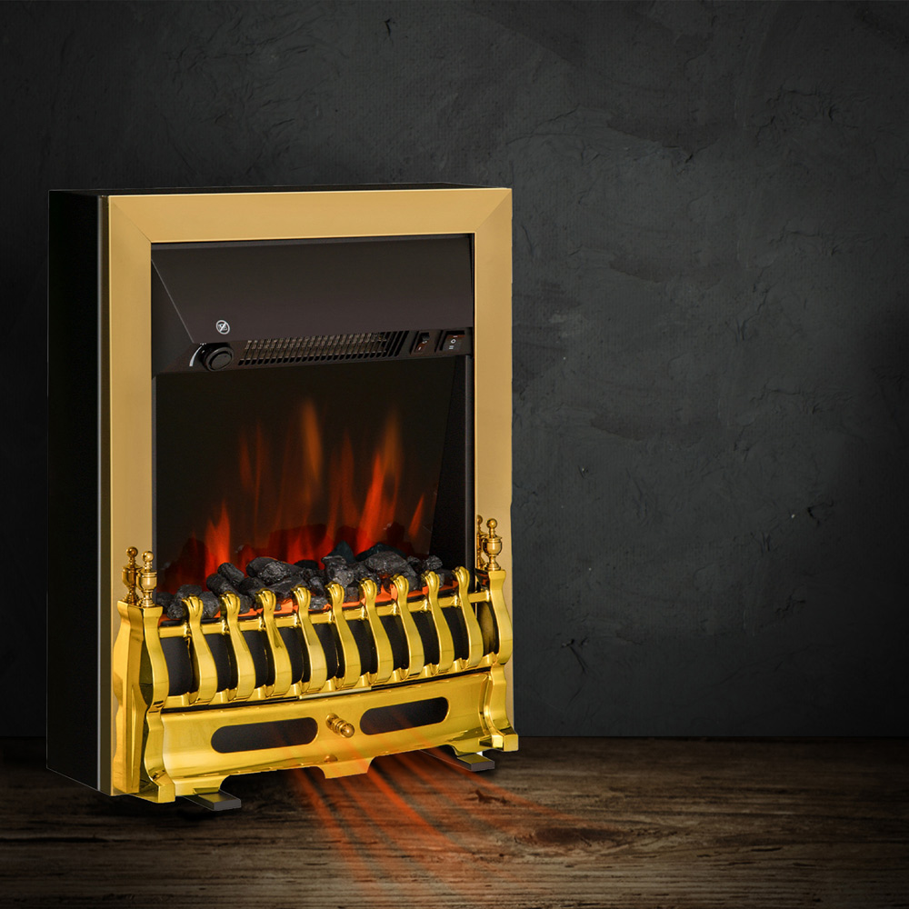 HOMCOM Ava Black Coal Burning Effect Electric Fireplace Heater 2000W Image 2