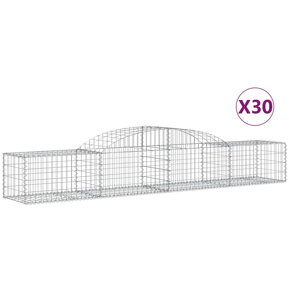 vidaXL Silver Galvanised Iron Arched Gabion Basket 300 x 50 x 40/60cm 30 Pack Image 4